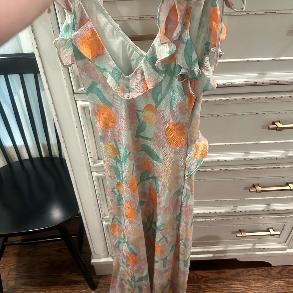 ASTR Pastel Floral Dress in Mint, Peach & Coral